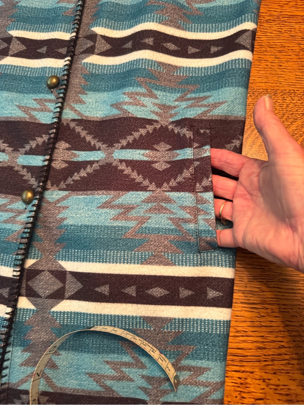 Turquoise Aztec-Pattern Button-Down Vest - Picture 10 of 13